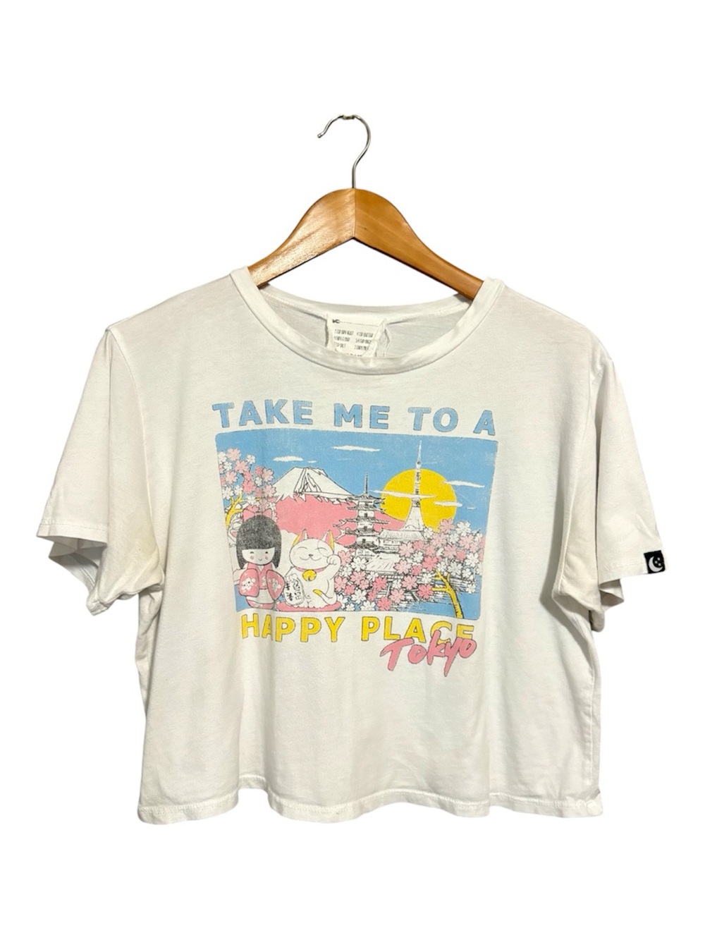 FRENCH PASTRY White Graphic Crop Tee
